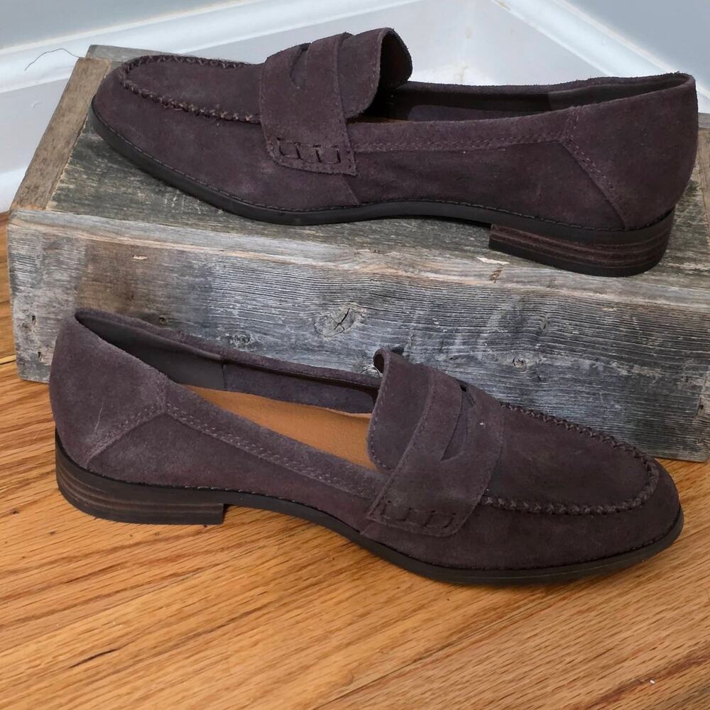 Lucky Brand Brown Suede Penny Loafers Women’s Size 8M / 39 Slip On Flat Shoes